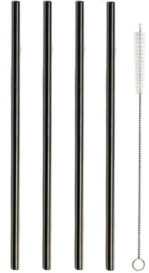 Sareva reusable Straws - with brush - Black - 4 pieces