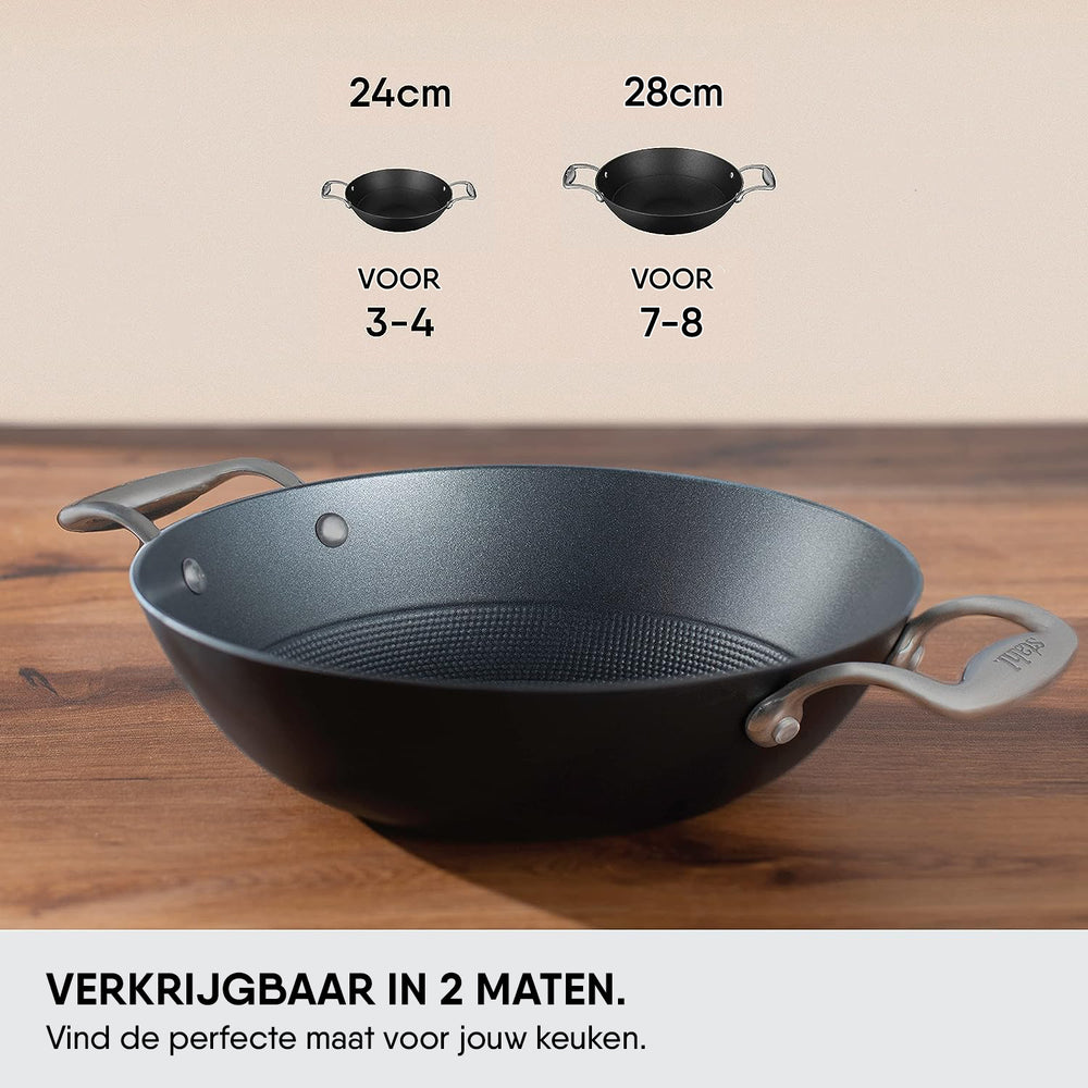 Stahl Cookware Wokpan Gietijzer Lichtgewicht - 28 cm - Ook inductie geschikt