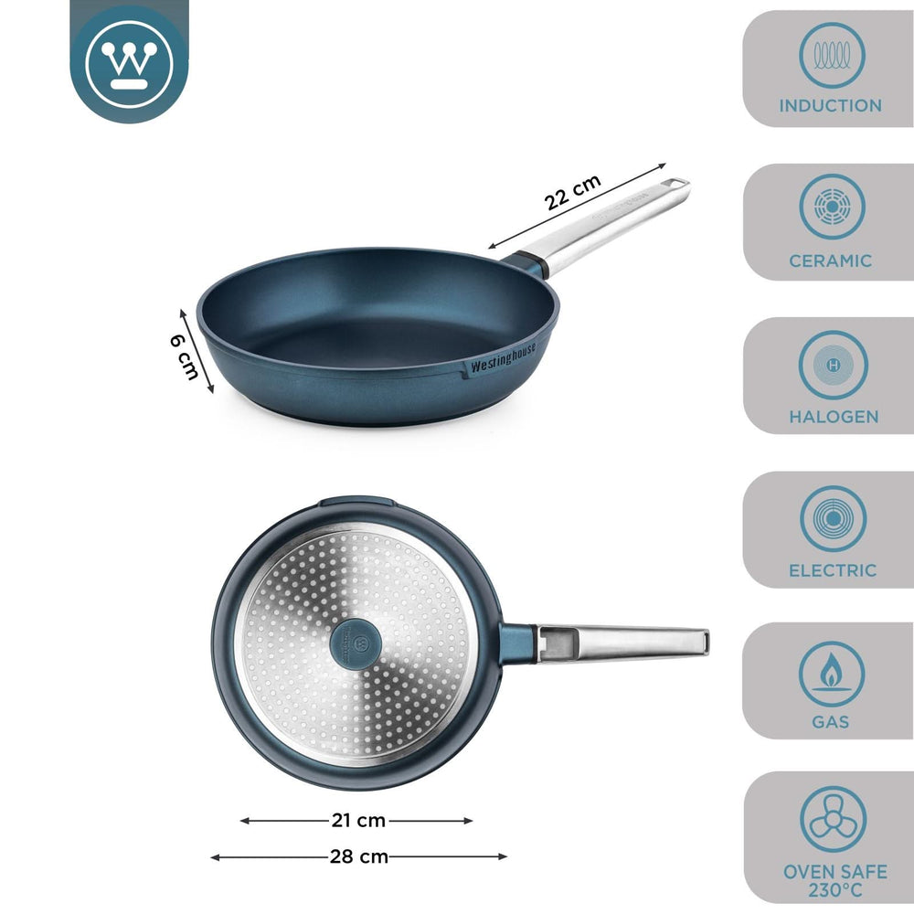 Westinghouse Koekenpan Performance - Bravery Blue - ø 28 cm - standaard anti-aanbaklaag