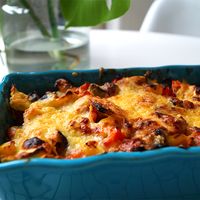 Ravioli casserole with pesto