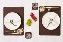 Jay Hill Placemats - Vegan leather - Brown / Sand - double-sided - 46 x 33 cm - 6 Pieces