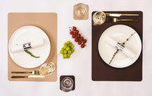 Jay Hill Placemats - Vegan leather - Brown / Sand - double-sided - 46 x 33 cm - 6 Pieces