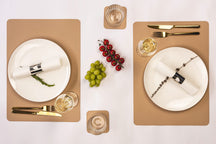 Jay Hill Placemats - Vegan leather - Brown / Sand - double-sided - 46 x 33 cm - 6 Pieces