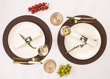 Jay Hill Placemats - Vegan leather - Brown / Sand - double-sided - ø 38 cm - 6 Pieces