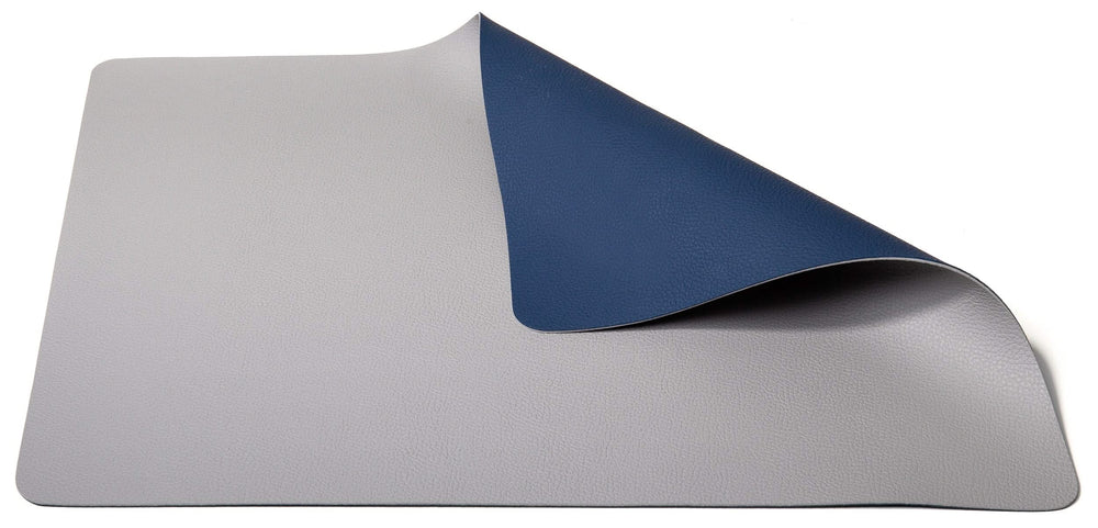 Jay Hill Placemats - Vegan leather - Grey / Blue - double-sided - 46 x 33 cm - 6 Pieces