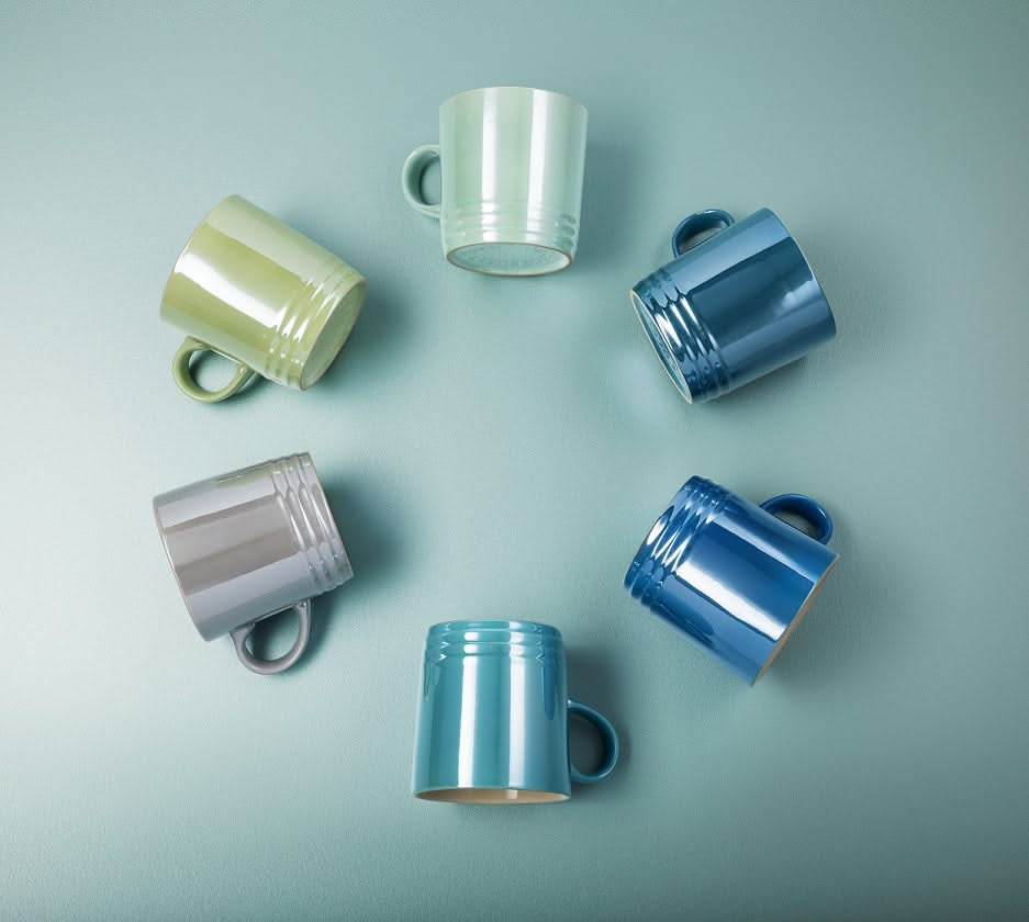 Le Creuset Mugs Metallic Blue 350 ml - 4 Pieces