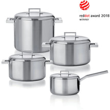 Mepra Pannenset Stile (Kookpan ø 18 / 20 / 22 + Steelpan ø 16 cm) + Deksels - RVS - 4 delige set