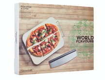 KitchenCraft Pizza Stone with Rectangular Pizza Cutter - 38 x 30 cm