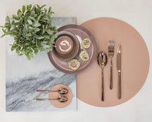 Jay Hill Placemats - Vegan leather - Gray / Pink - double-sided - ø 38 cm - 6 Pieces