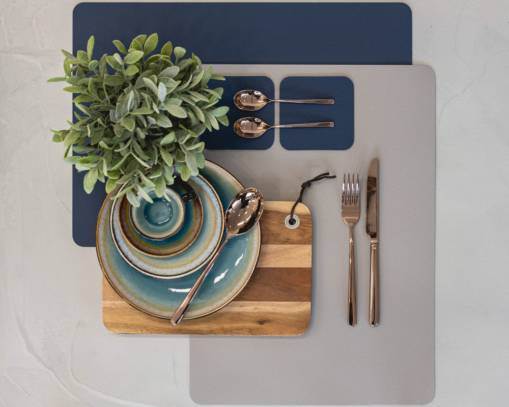 Jay Hill Placemat - Vegan leather - Gray / Blue - double-sided - 46 x 33 cm