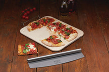 KitchenCraft Pizza Stone with Rectangular Pizza Cutter - 38 x 30 cm