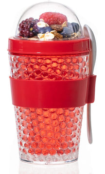 Sareva Muesli Cup - with spoon - Yogurt 2 Go - Red