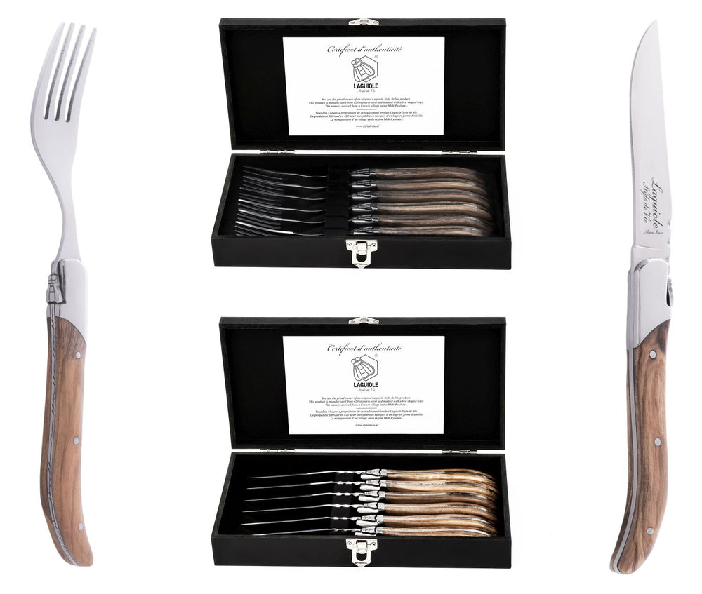 Laguiole Style de Vie Steakvorken Luxury Line Olijfhout - 6 stuks