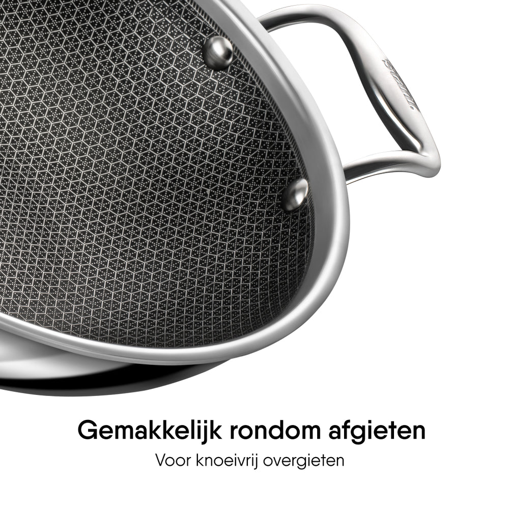 Stahl Cookware Wokpan Hybrid 24 cm - Inclusief Glazen Deksel