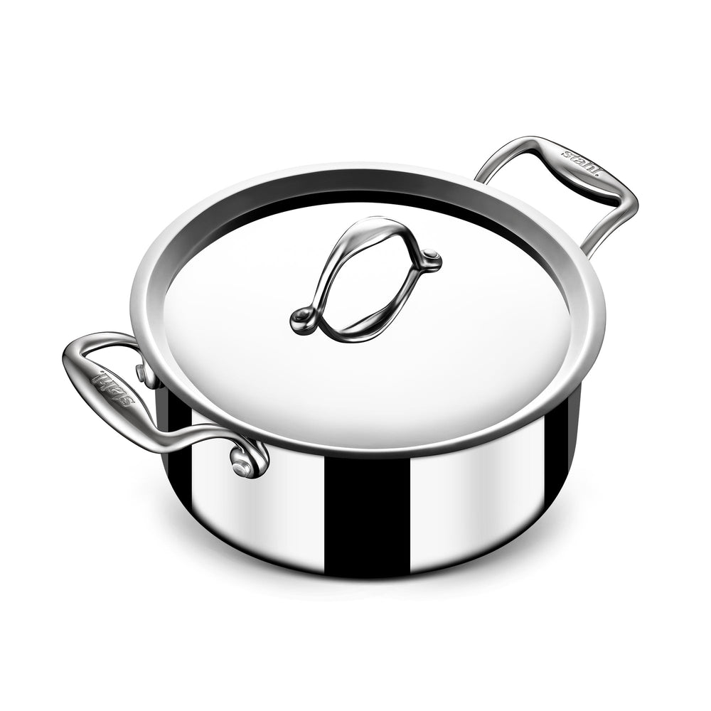 Stahl Cookware Pannenset Triply - 4 Delig - Kookpan 18, 20 en 24 cm - Steelpan 16 cm