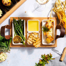 Bowls & Dishes Serving Board / Divider Plate (Fondue, Tapas, BBQ) Streetfood 3-compartment White - Medium